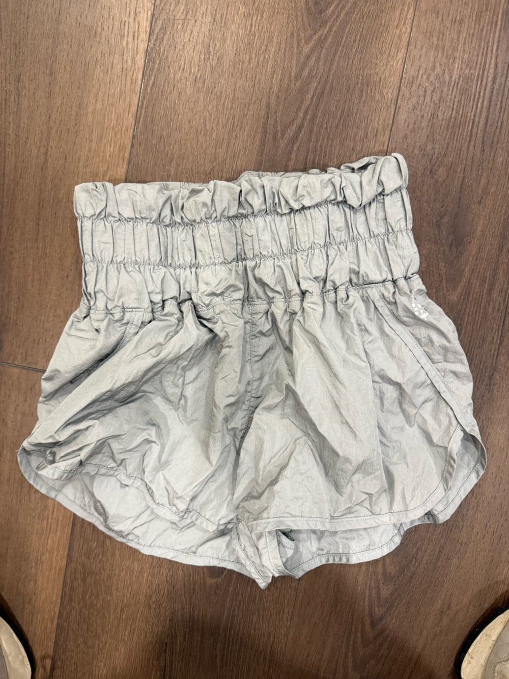 Free People Light Gray Smocked Waist Athletic Shorts